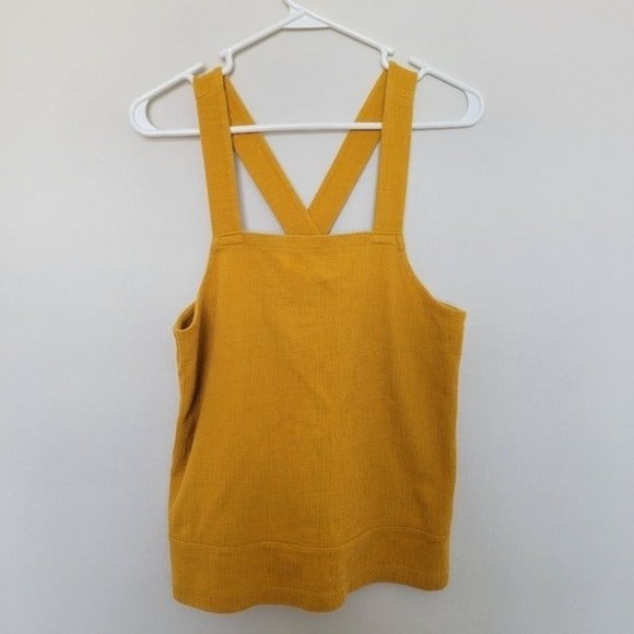 Madewell Apron Cross-Back Yellow Tank Top Size Medium - Picture 3 of 11
